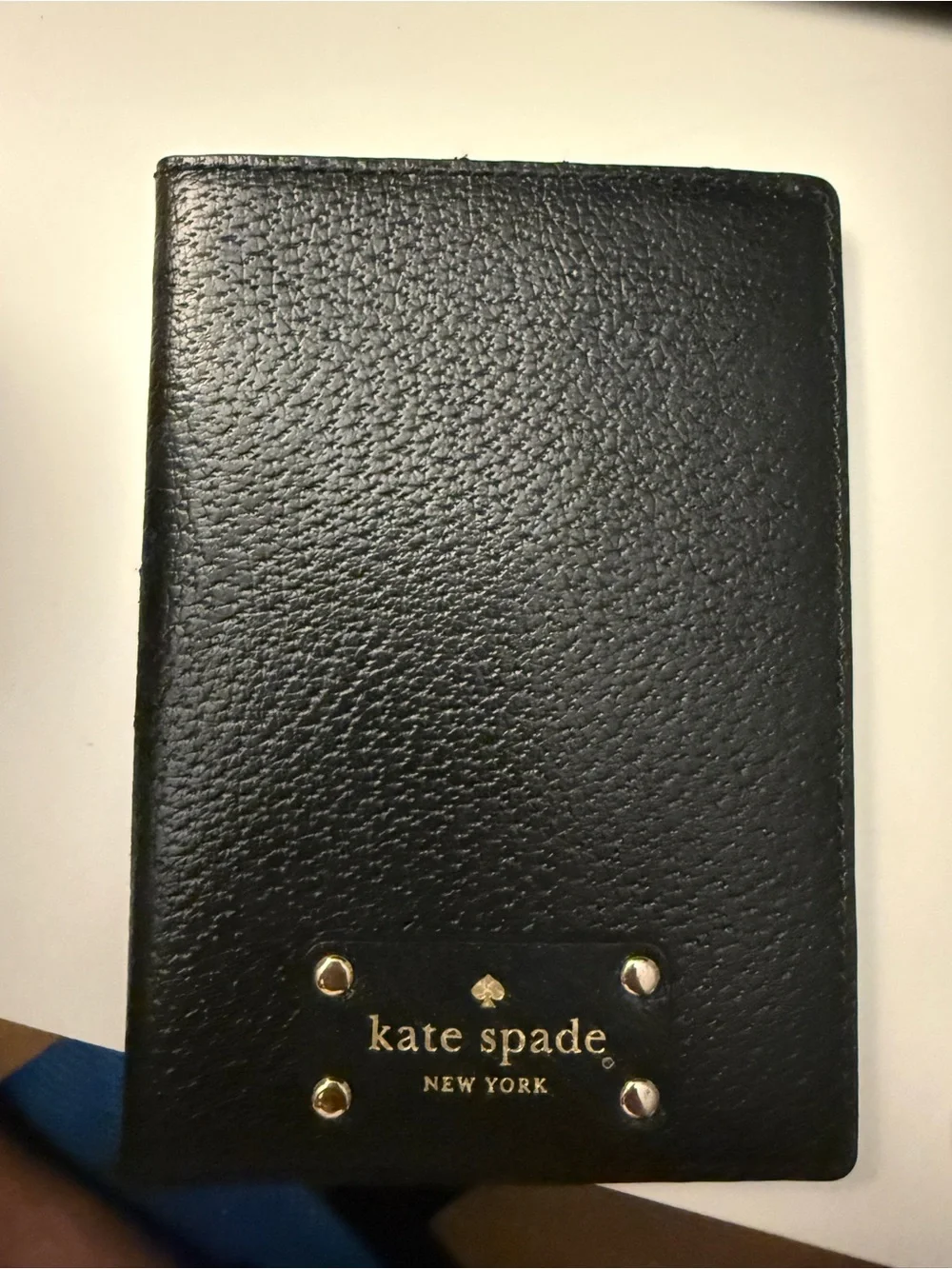 kate spade Black Leather Travel Wallet with Gold Accent